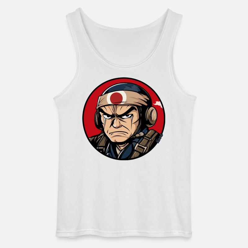Krieger Samurai Cartoon Design - Gildan Männer Tank Top - Weiß