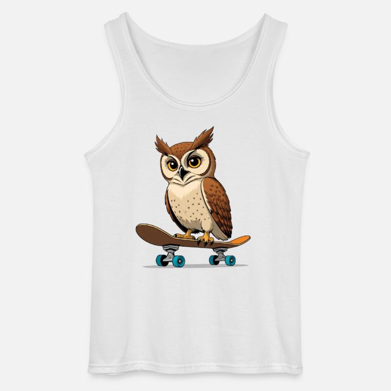 Eule auf Skateboard im Comic-Stil - Gildan Männer Tank Top - Weiß