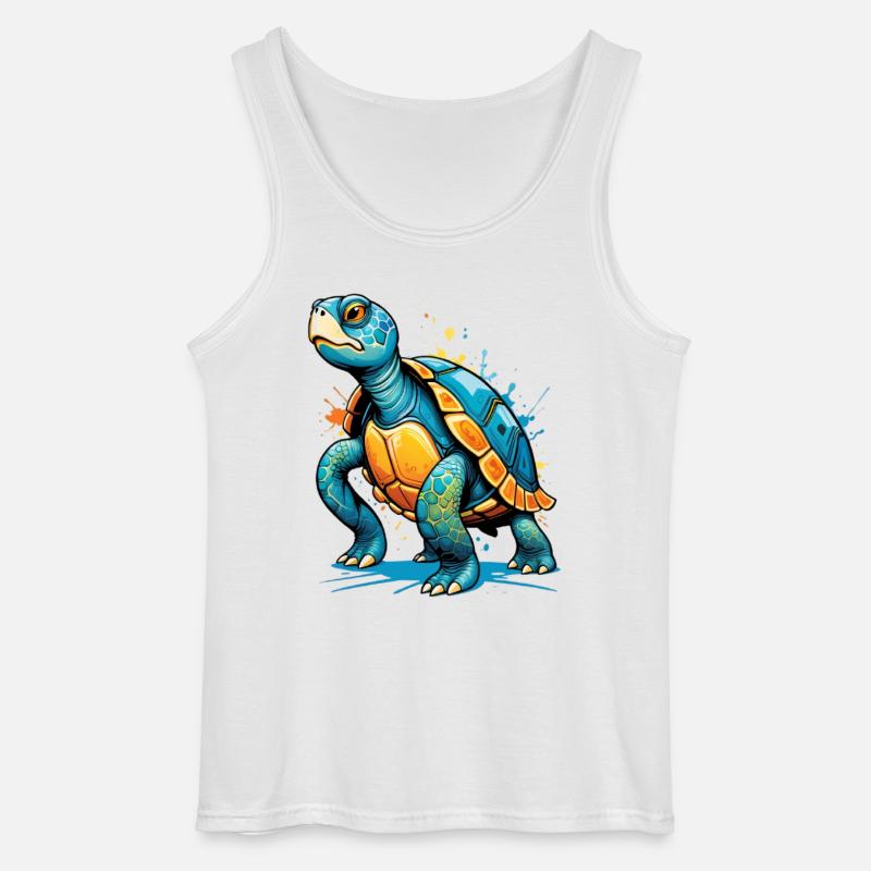Farbige Schildkröte Illustration mit Spritzern - Gildan Männer Tank Top - Weiß