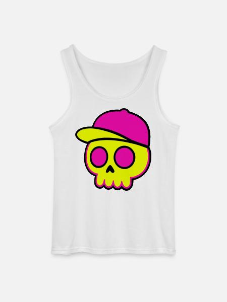 Neon Skull Cap Design - Gildan Men’s Tank Top - white