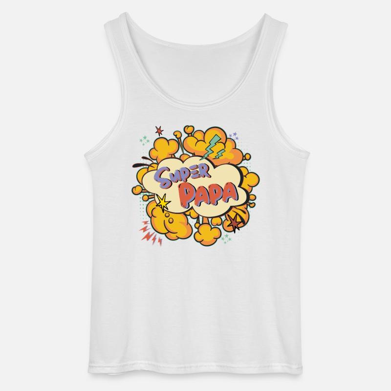 Super Papa Comic Explosion - Gildan Männer Tank Top - Weiß