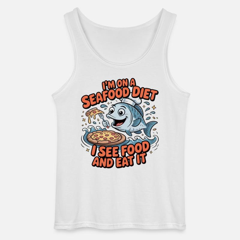 Meeresfrüchte Pizza Witz - Gildan Männer Tank Top - Weiß