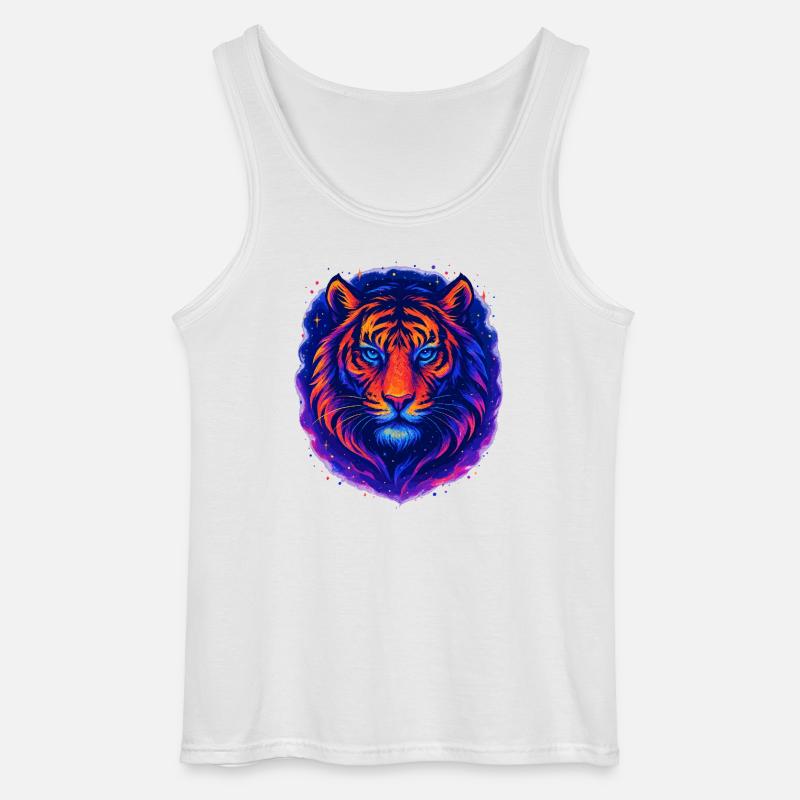 Neon Tiger Kunst Design – Wilder Blick - Gildan Männer Tank Top - Weiß