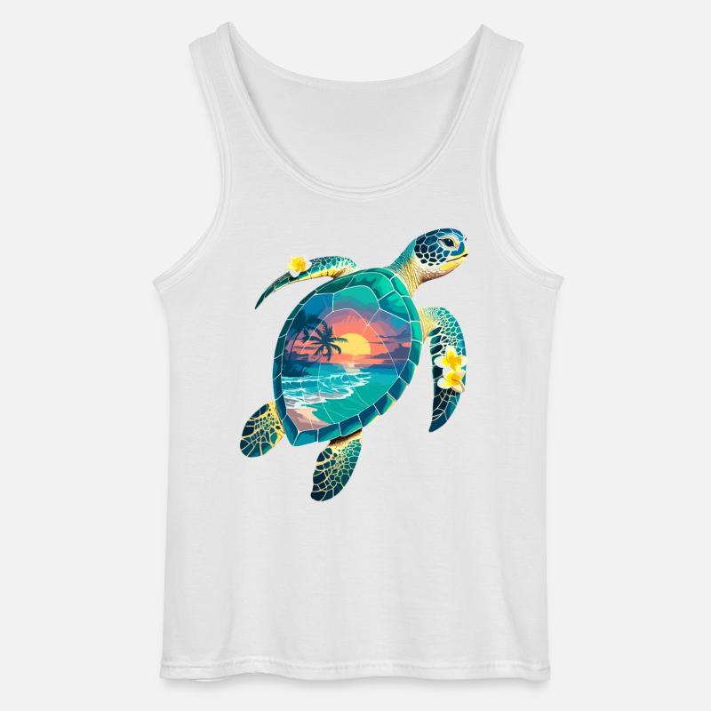 Turtle Waves Surf Turtle Surfer Turtles - Gildan Men’s Tank Top - white
