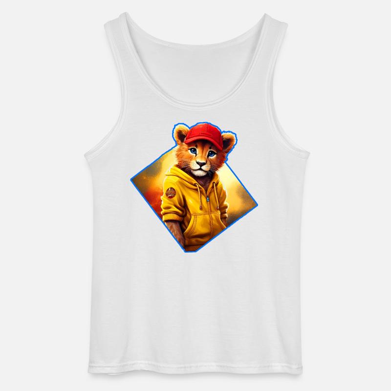 Kleiner Löwe mit roter Kappe - Gildan Männer Tank Top - Weiß