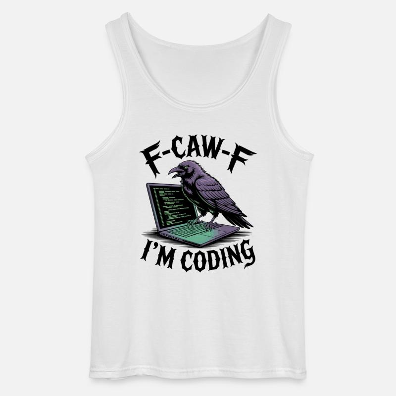 RabenCoder: Code Raven am Laptop - Gildan Männer Tank Top - Weiß