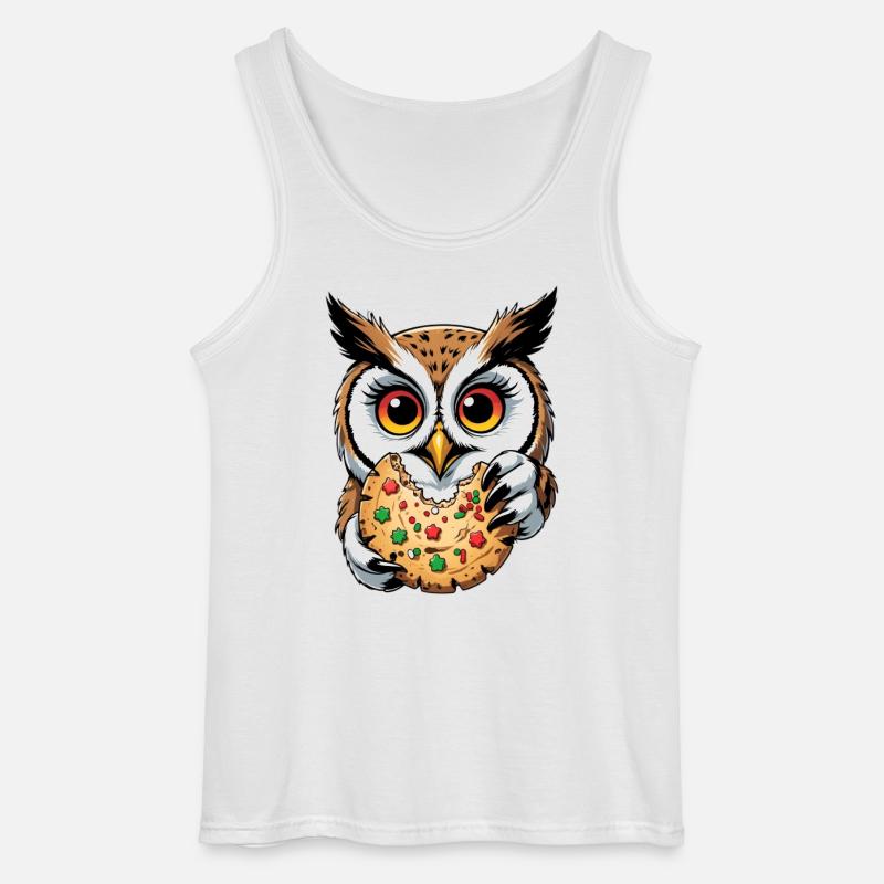 Eule mit grossem Keks Illustration - Gildan Männer Tank Top - Weiß