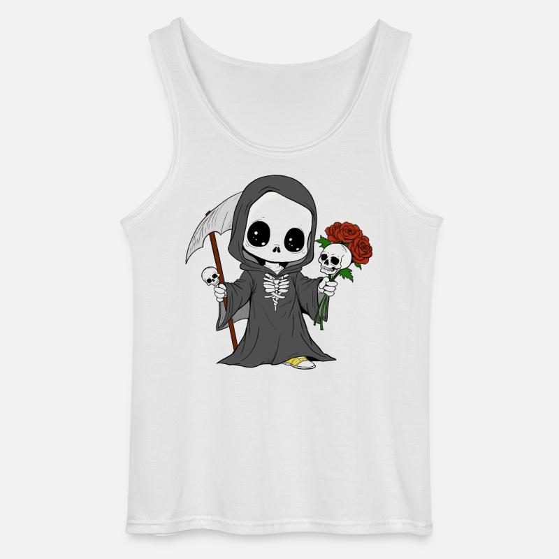 Sensenmann mit Rosen und Totenköpfen - Gildan Männer Tank Top - Weiß