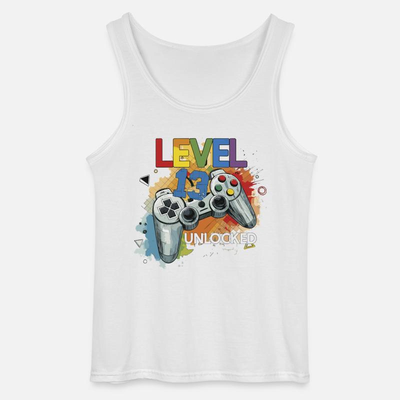 Level 13 Freigeschaltet Controller Graffiti Geburt - Gildan Männer Tank Top - Weiß
