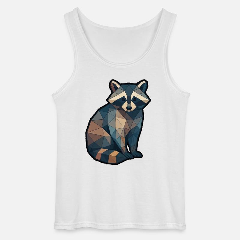 Geometrischer Waschbär Low Poly - Gildan Männer Tank Top - Weiß