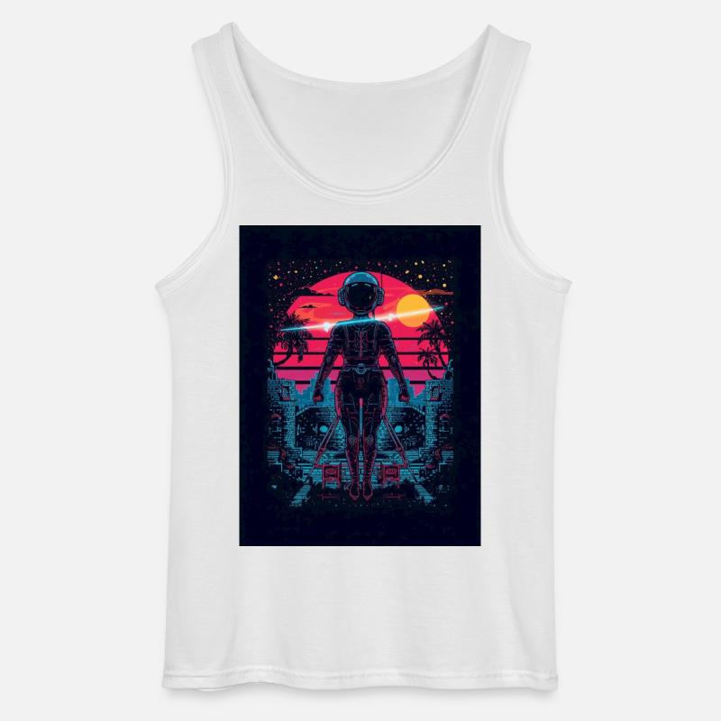 Astronaut Neon Sunset - Gildan Männer Tank Top - Weiß