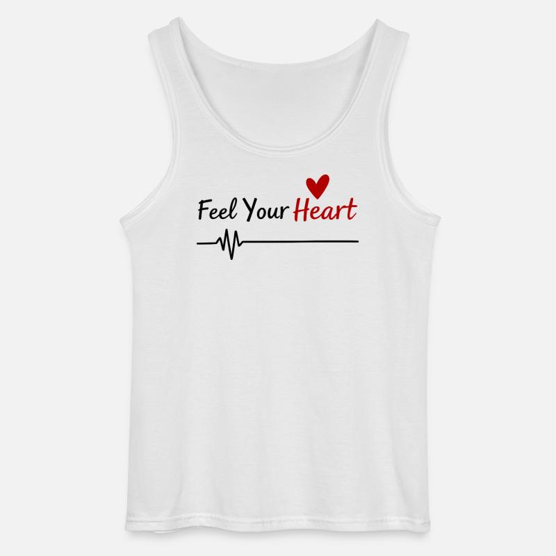 Feel Your Heart Statement Spruch - Gildan Männer Tank Top - Weiß