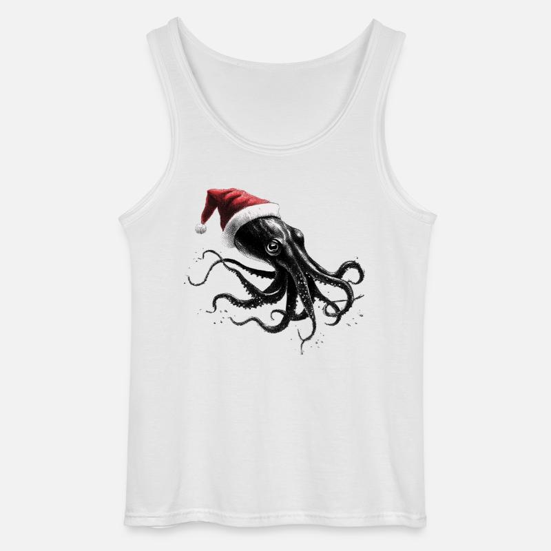 Weihnachtskrake mit Weihnachtsmütze - Gildan Männer Tank Top - Weiß