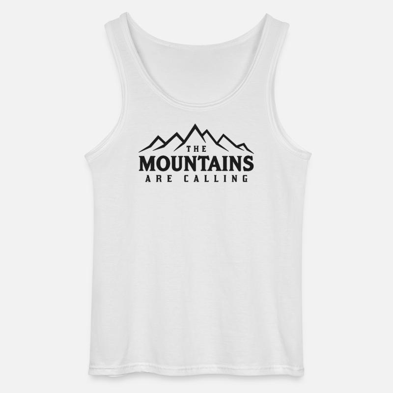THE MOUNTAINS ARE CALLING Spruch Statement - Gildan Männer Tank Top - Weiß