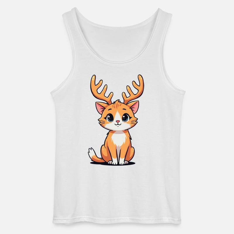 Rentierkatze - Gildan Männer Tank Top - Weiß
