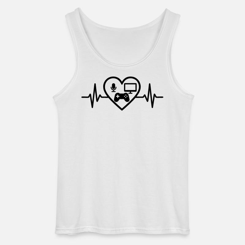 Streaming Gamer Herz Mikro Bildschirm Controller - Gildan Männer Tank Top - Weiß