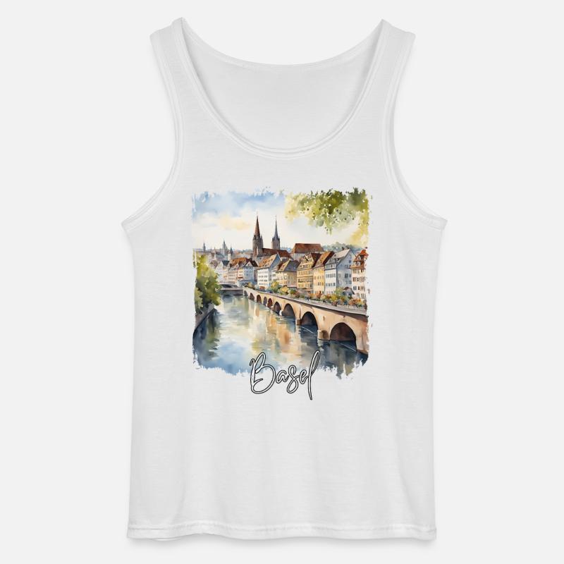 Basel Aquarell, Basel Schweiz - Gildan Männer Tank Top - Weiß