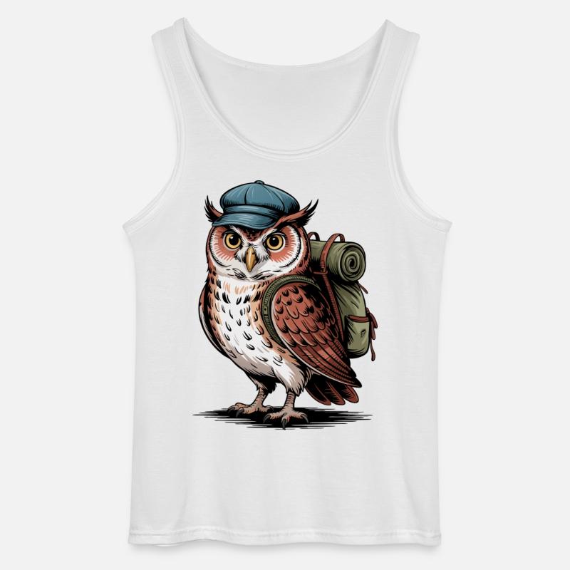 Wandernde Eule mit Rucksack - Gildan Männer Tank Top - Weiß