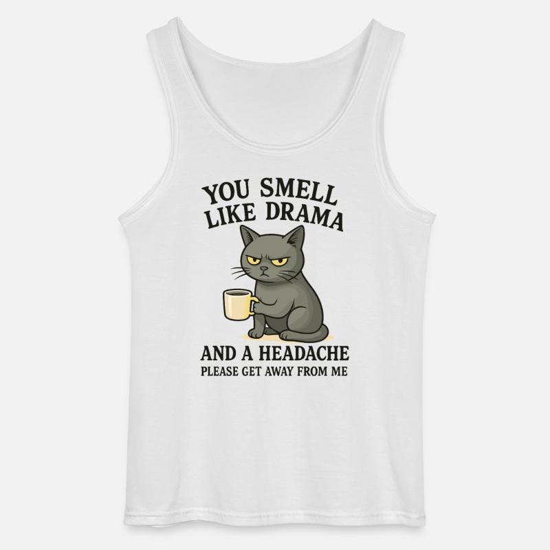 Grimmige Katze mit Kaffee Spruch - Gildan Männer Tank Top - Weiß