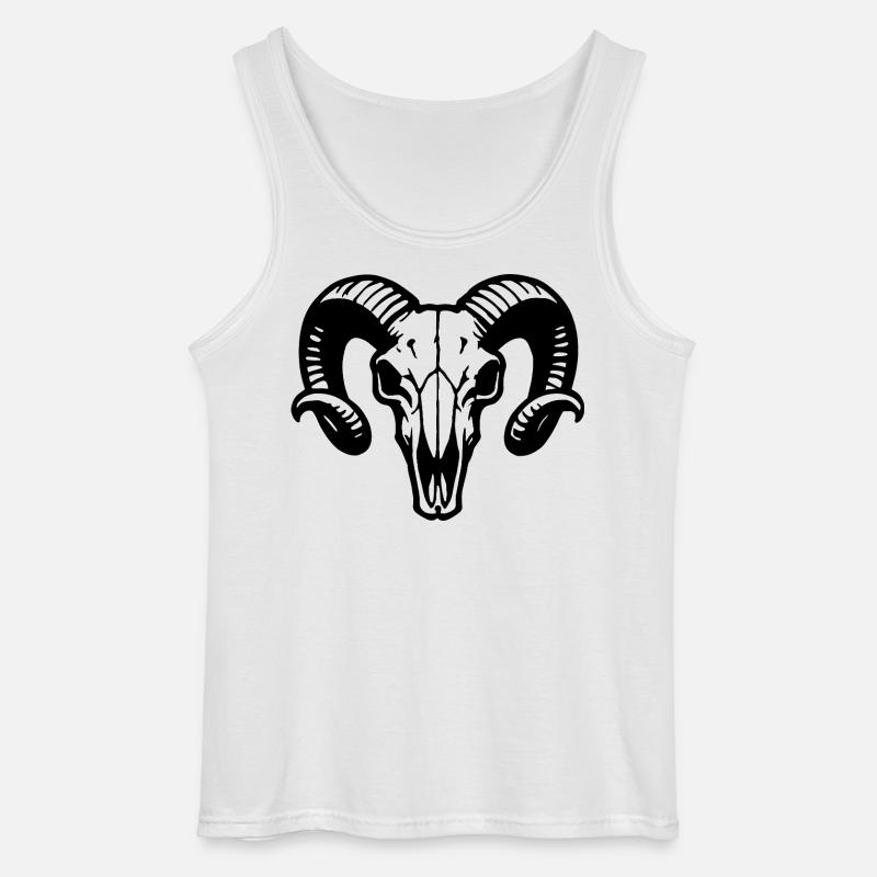 Widderkopf Schädel mit Hörnern - Rammbock - Gildan Männer Tank Top - Weiß