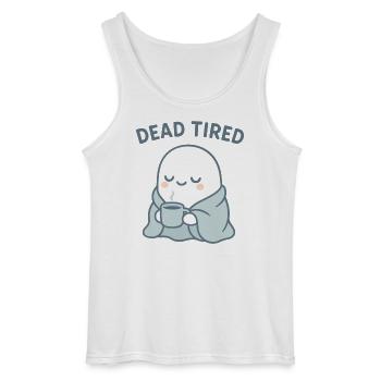 Dead Tired Ghost Cozy Mug - Gildan Men’s Tank Top - white - Front - AI Model Male 185 dark (185cm)