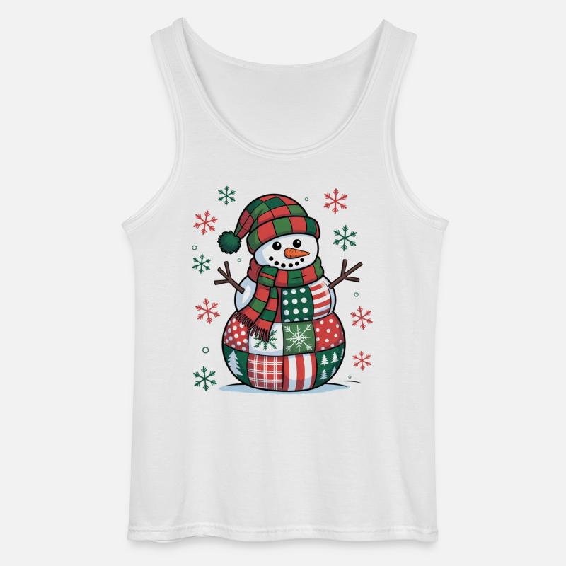 Snowman Patchwork - Gildan Men’s Tank Top - white