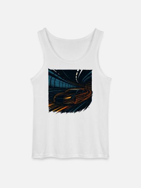 Nocna jazda samochodem sportowym w tunelu Prędkość - Męski tank top Gildan - biały