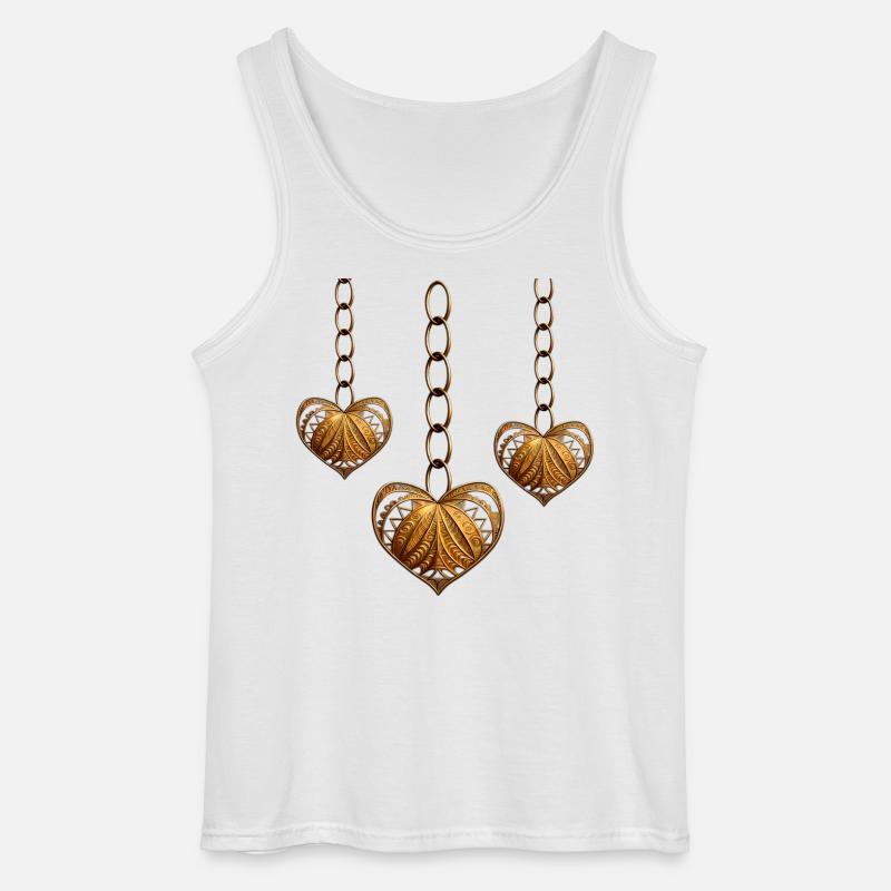Goldene Herzen in einer Kette - Gildan Männer Tank Top - Weiß