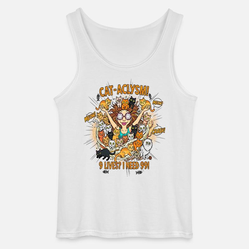 CAT-ACLYSM! 99 Katzen Chaos - Comic - Gildan Männer Tank Top - Weiß