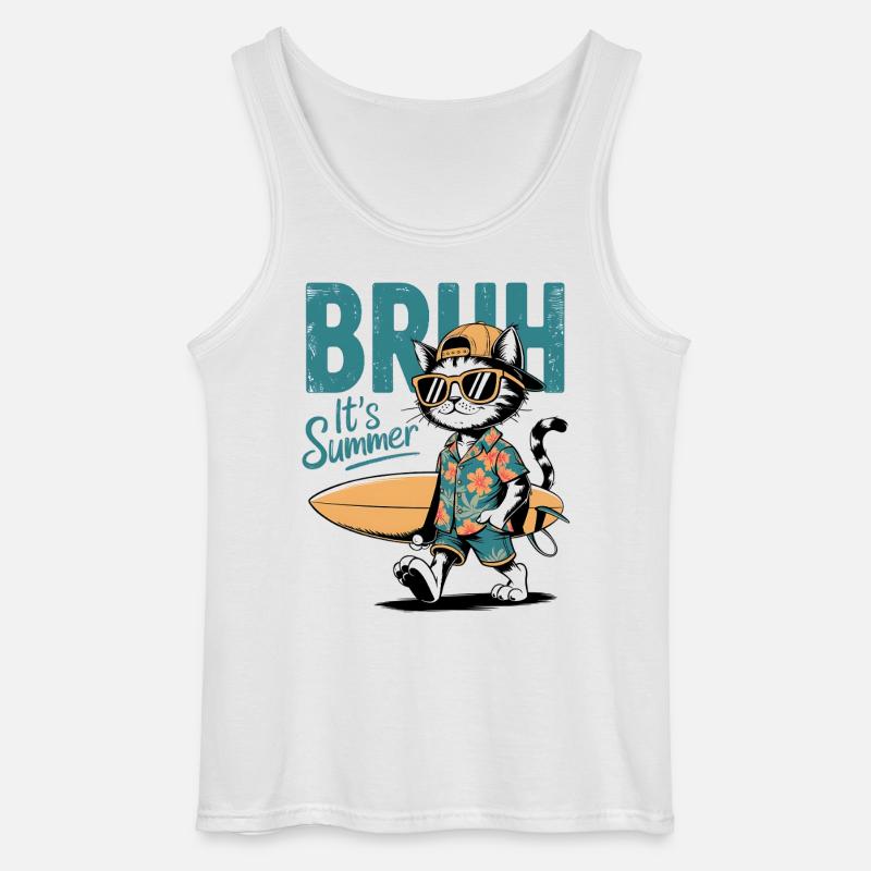 Surfer Katze mit Surfbrett - Gildan Männer Tank Top - Weiß