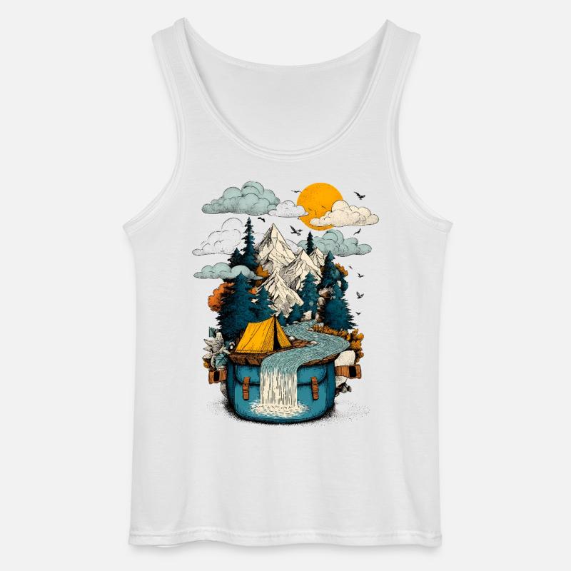 Bergsee Pfad - Camping Backpacker Motiv - Gildan Männer Tank Top - Weiß