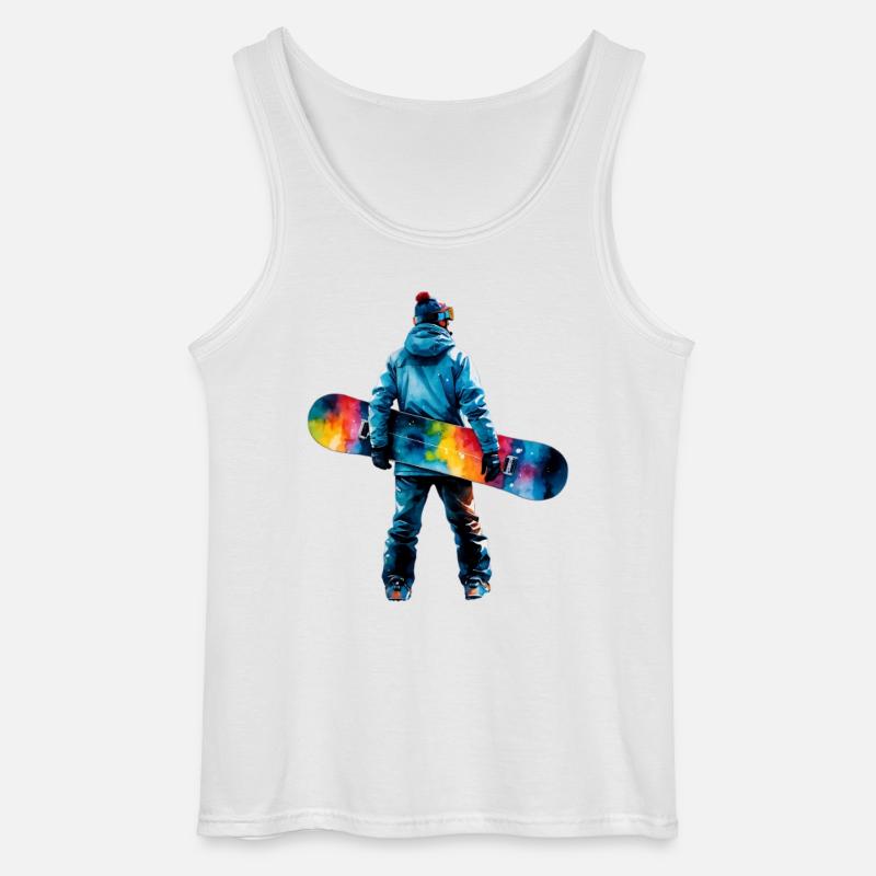 Farbexplosion Snowboarder - Gildan Männer Tank Top - Weiß