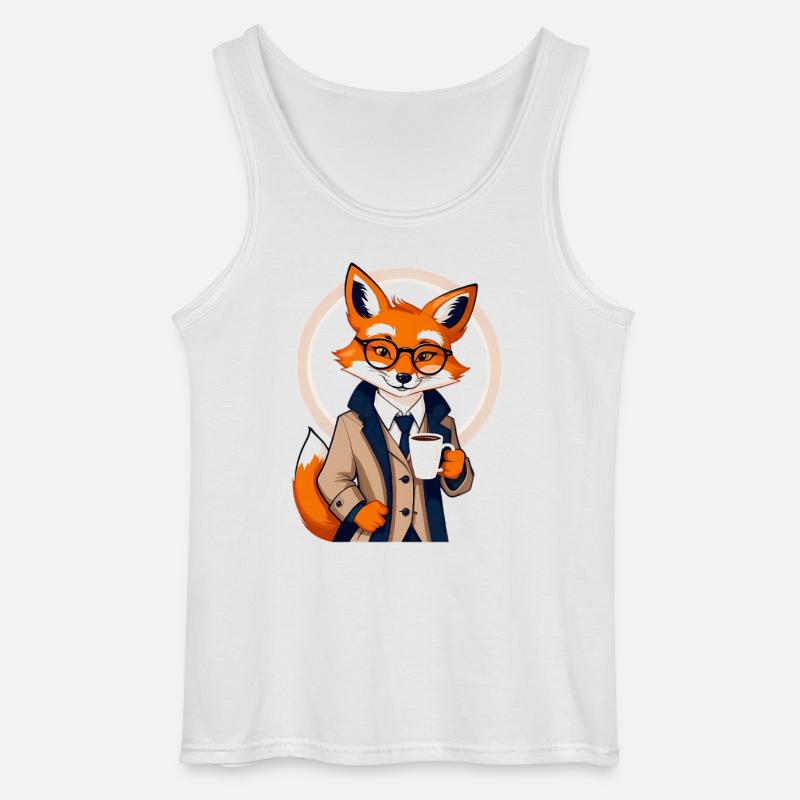 Fuchs im Anzug mit Kaffee - Gildan Männer Tank Top - Weiß