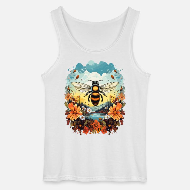 Bienenlicht über Blütenwiese - Gildan Männer Tank Top - Weiß