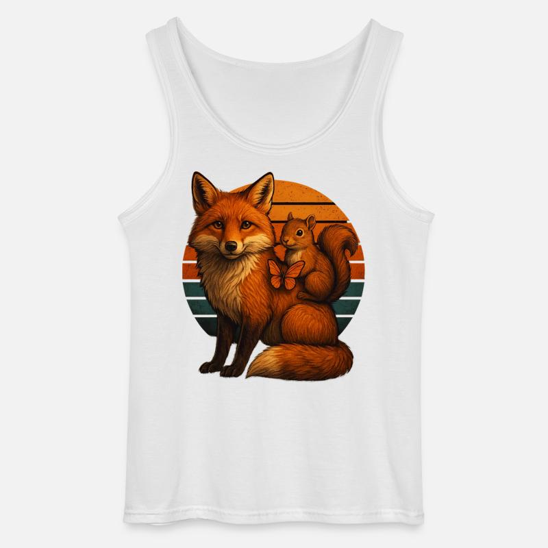 Fuchs Eichhörnchen Retro Tierfreunde - Gildan Männer Tank Top - Weiß