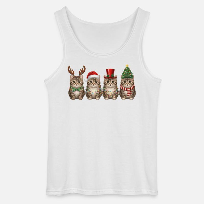 Getigerte Katze Weihnachtsmann Weihnachten  - Gildan Männer Tank Top - Weiß