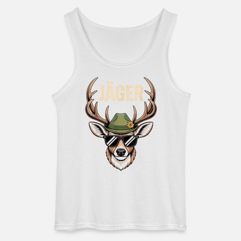 Jäger Hirsch mit Hut Sonnenbrille - Gildan Männer Tank Top - Weiß