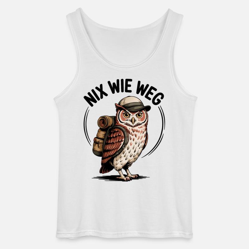 Wandernde Eule mit Rucksack - Gildan Männer Tank Top - Weiß