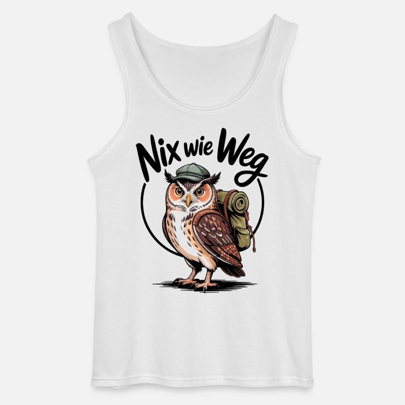 Wandernde Eule mit Rucksack - Gildan Männer Tank Top - Weiß