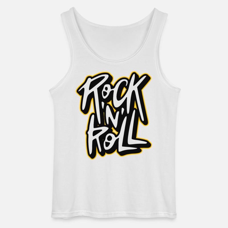 Rock 'n' Roll Graffiti-Stil Skript-Logo - Gildan Männer Tank Top - Weiß