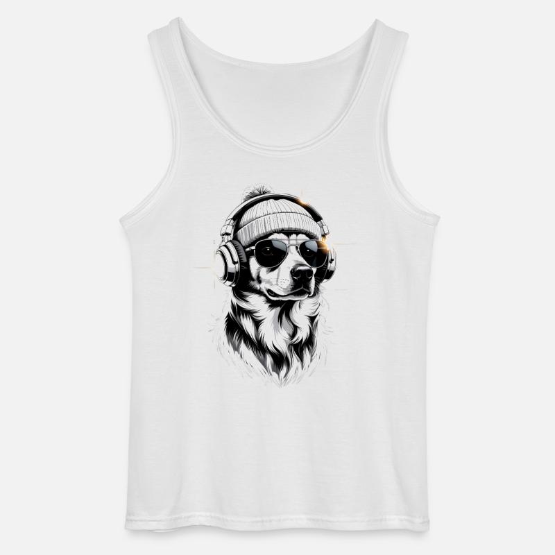 Beats Border Collie mit Kopfhörern - Gildan Männer Tank Top - Weiß