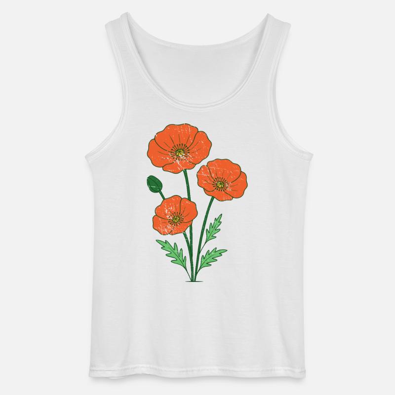 Orange Mohnblumen botanische Illustration - Gildan Männer Tank Top - Weiß