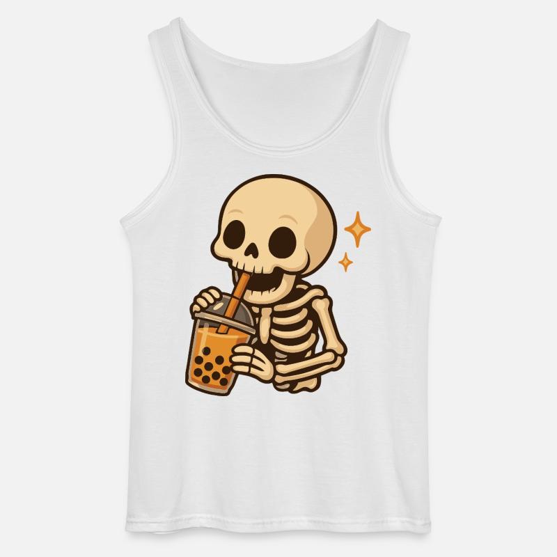 Skelett mit Bubble Tea kawaii Skelett - Gildan Männer Tank Top - Weiß
