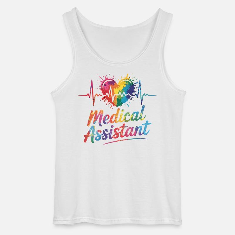 Regenbogen Medizinalassistent Herz - Gildan Männer Tank Top - Weiß