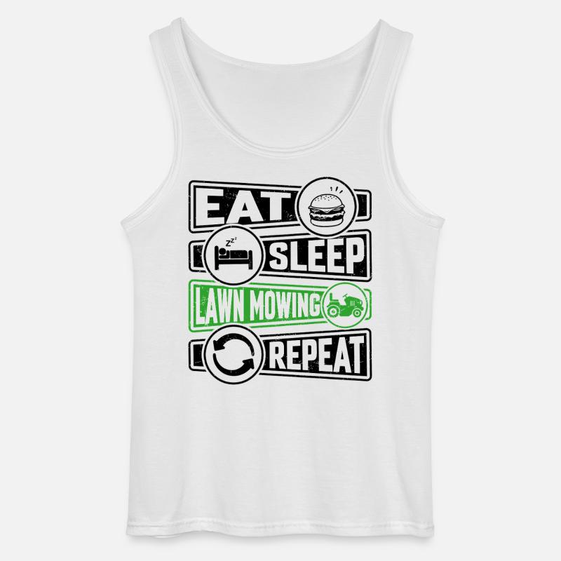 Eat Sleep Lawn Mowing Repeat - Gildan Männer Tank Top - Weiß