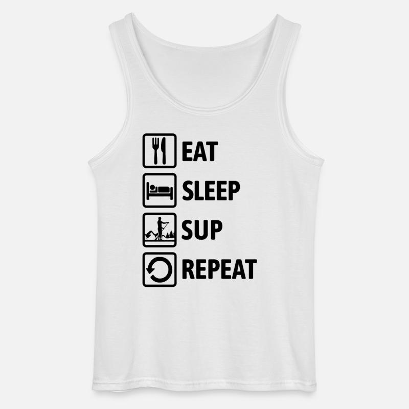Eat Sleep SUP Repeat - Standup paddeln - Gildan Männer Tank Top - Weiß