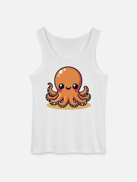 Cute Squid Smiling Octopus Kawaii - Gildan Men’s Tank Top - white