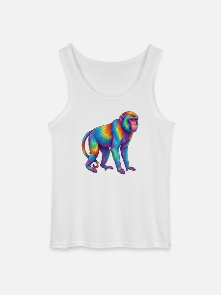 Bunte Affen-Regenbogen-Pop-Art-Aquarell - Gildan Männer Tank Top - Weiß