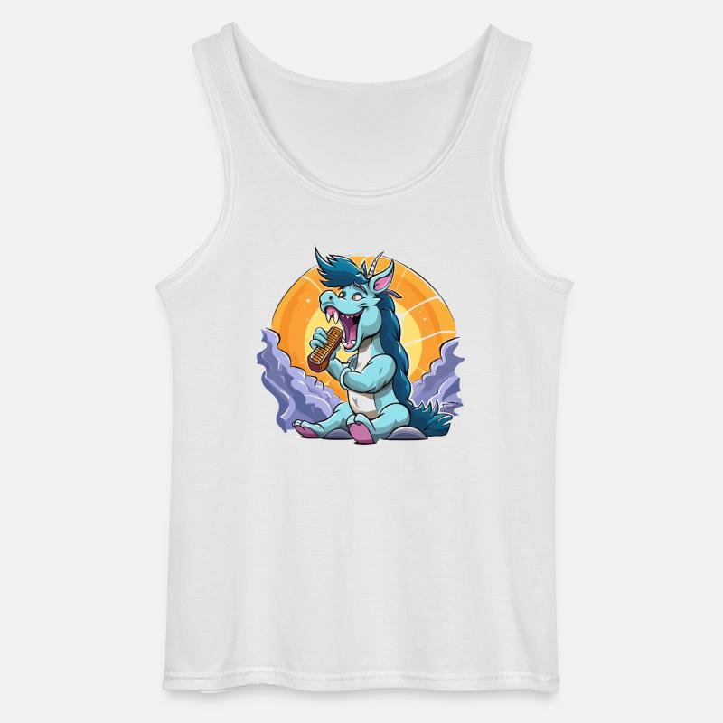 Blauer Drachen-Sänger vor Sonnenkreis - Gildan Männer Tank Top - Weiß