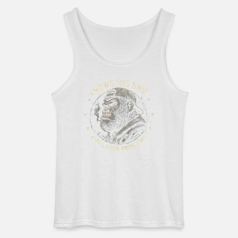 Gorilla Fixer: Problem-Solver Attitude - Gildan Men’s Tank Top - white